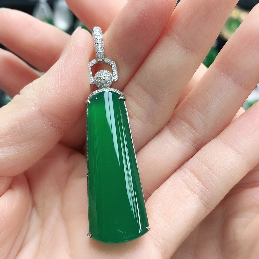 玛瑙/玉髓吊坠银S925镶嵌