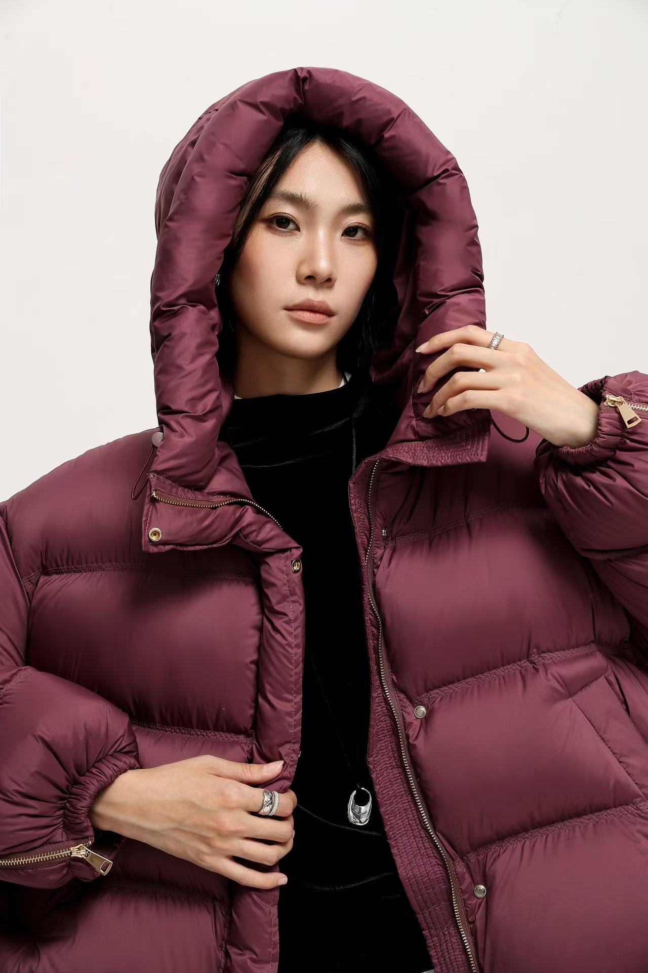 冬季新款短款连帽糖果色90羽绒面包服