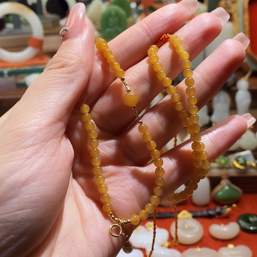 和田玉项链18K金镶嵌用****2