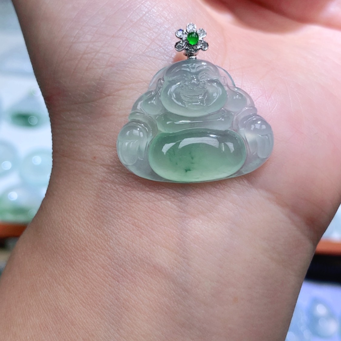【闪购商品】翡翠颈饰18K金镶嵌佛公