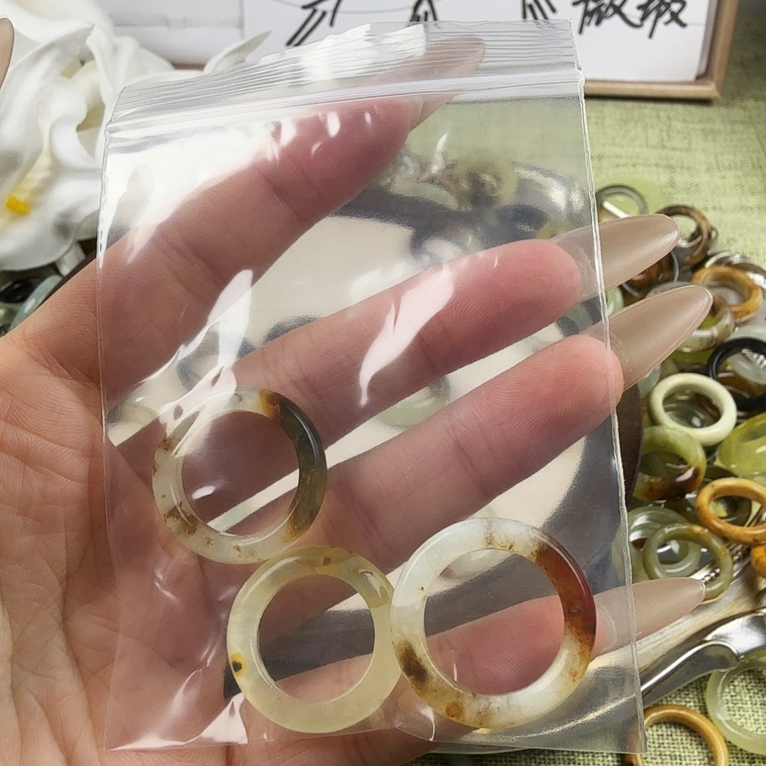 蛇纹石玉合金戒指23