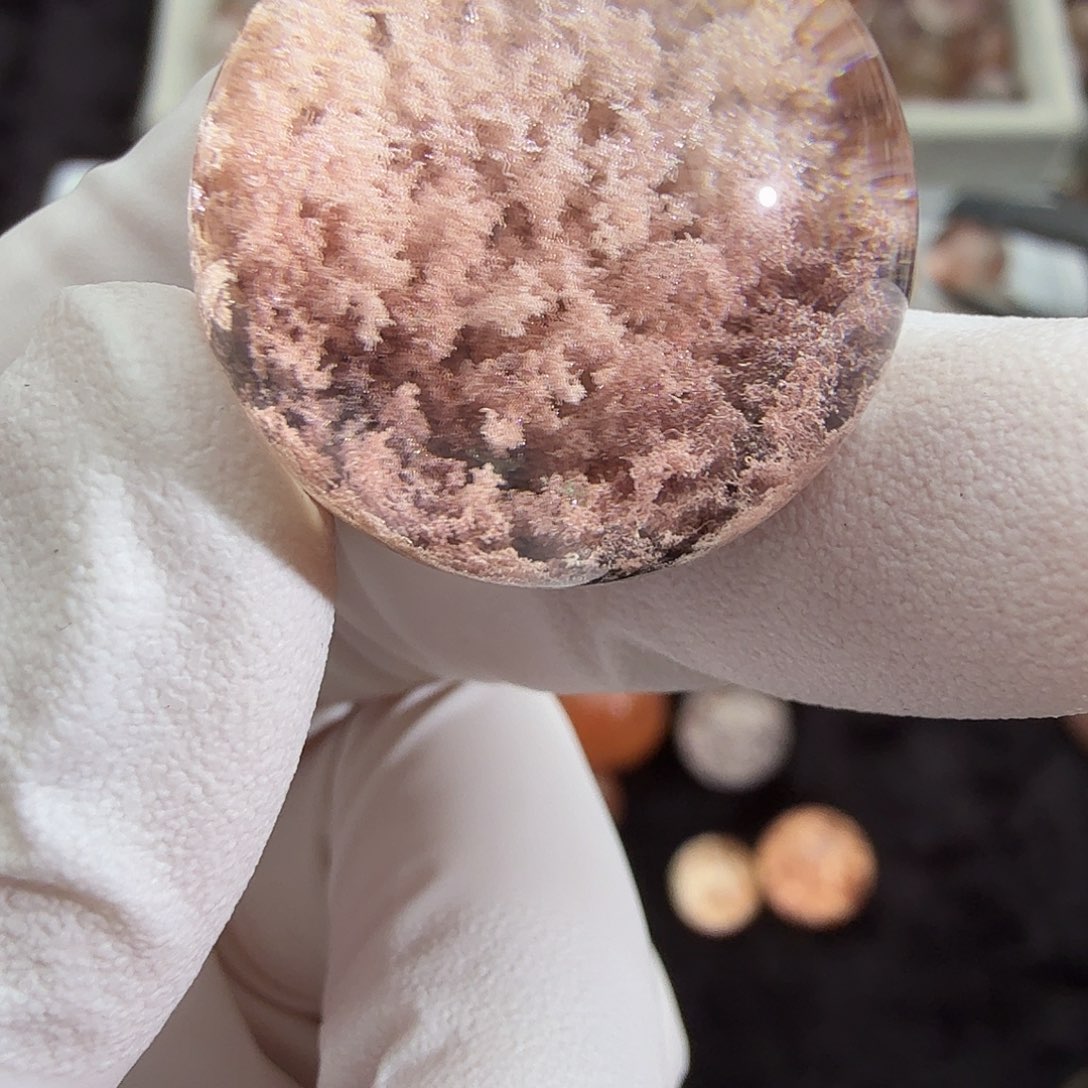 牙***牙珠宝半成品水晶未镶嵌粉幽灵21.4mm定制不退换