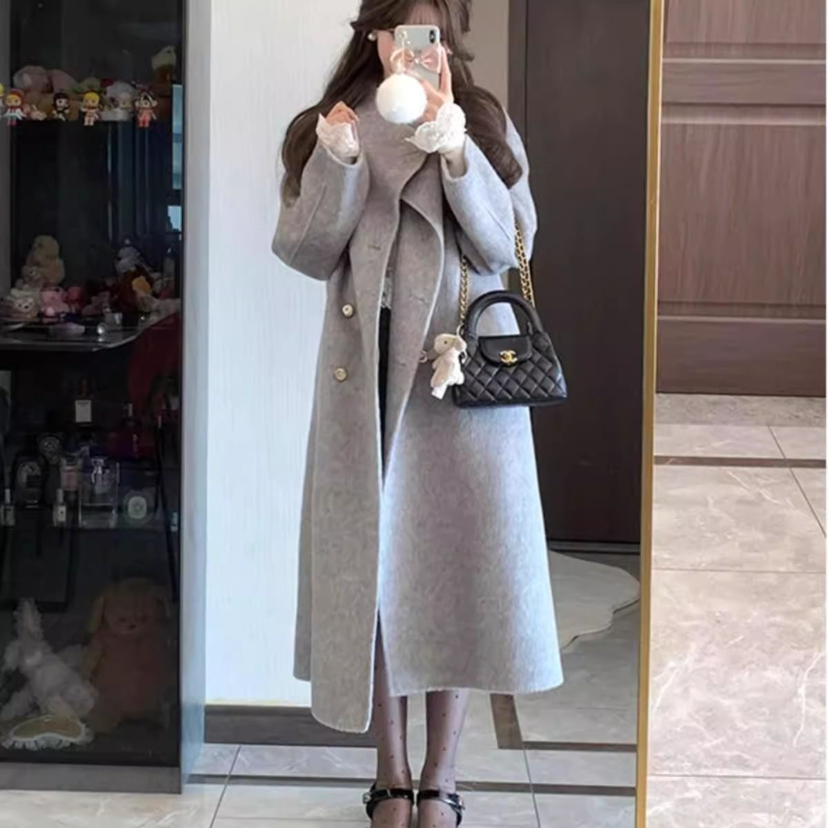 6001-6200钰钰直播专用链接双面呢大衣外套秋冬加厚中长款