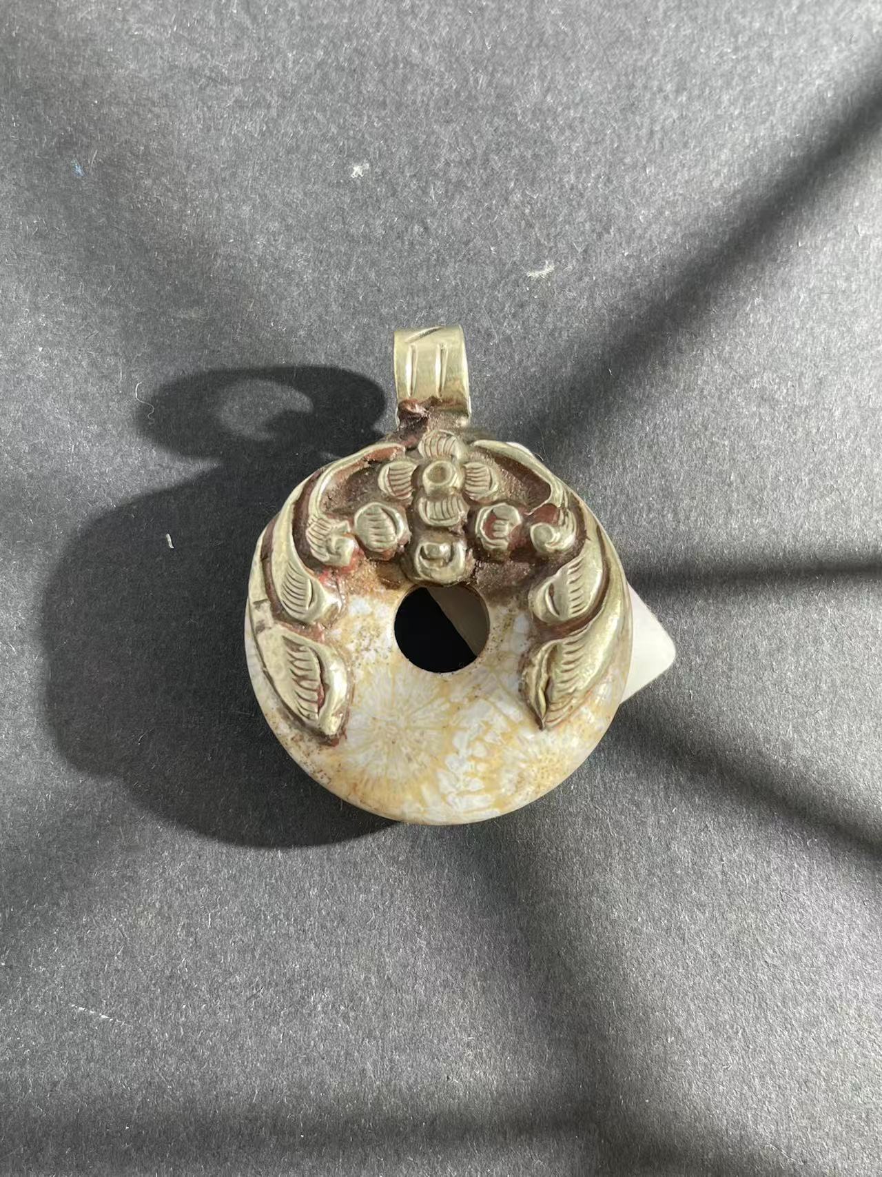 铜合金玻璃吊坠 重工吊坠复古大气小众个性百搭时尚手工气质