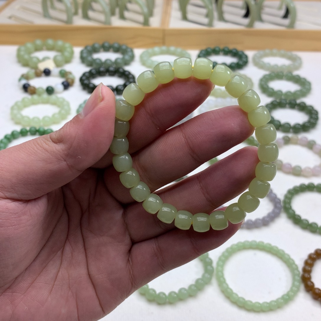 和田玉手串（直切黄口8）未镶嵌