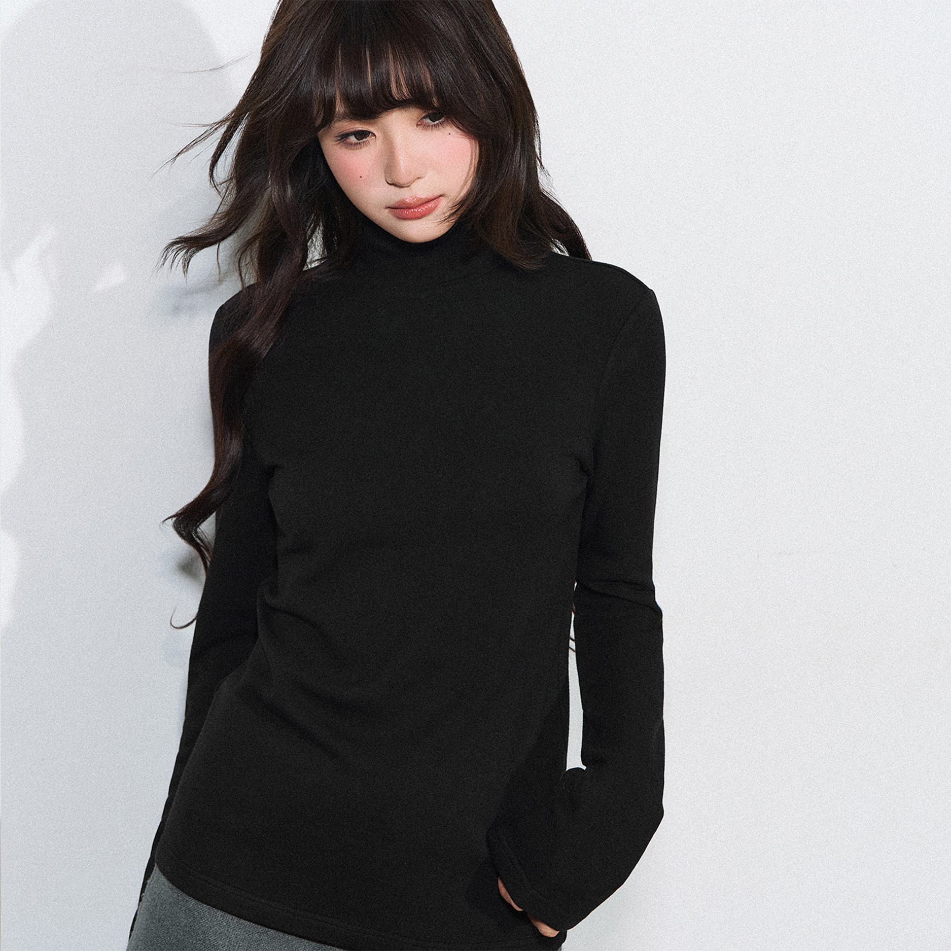 CyNi 【暖绒絮语】简约百搭纯色高领内搭显瘦上衣