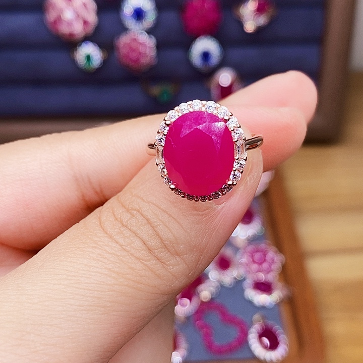 叫***王戒指红宝石银S925镶嵌