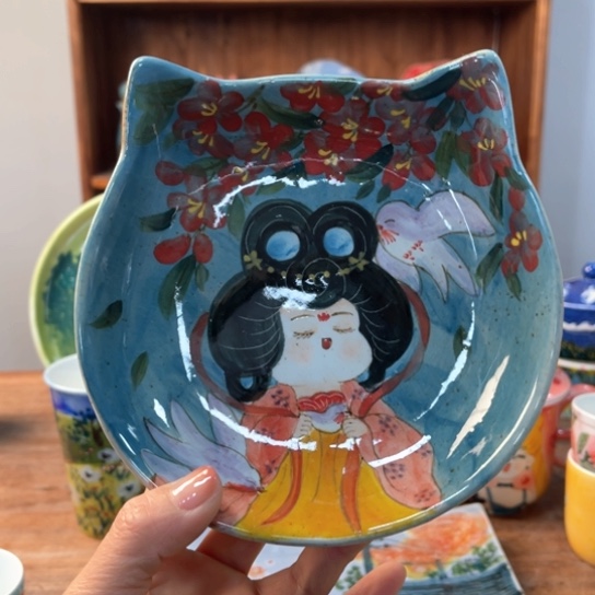 瓦当景德镇釉下手绘陶瓷 
