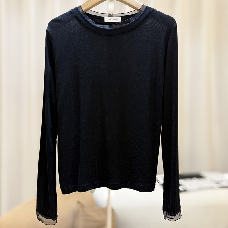 zaw大码女装体感舒服面膜T恤女显瘦内搭打底衫长袖胖mm上衣/25373