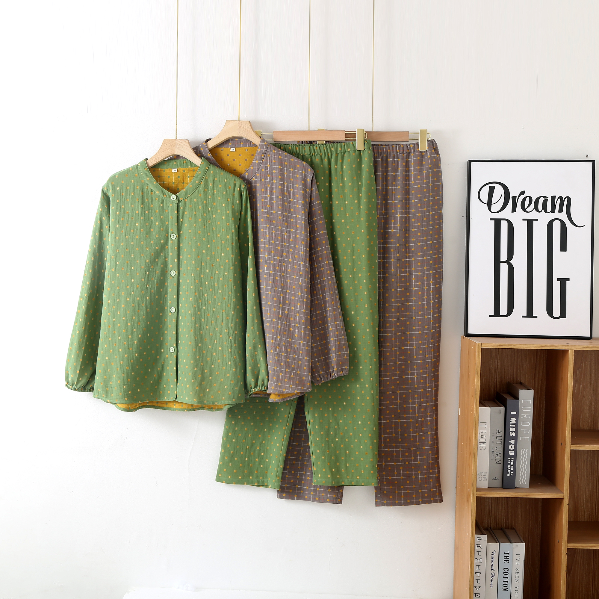 100%纯棉大码春秋舒适睡衣女全棉女士家居服套装休闲可外穿长袖