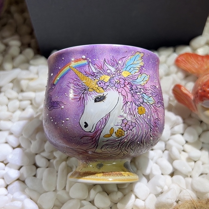 手绘独角兽茶杯杯