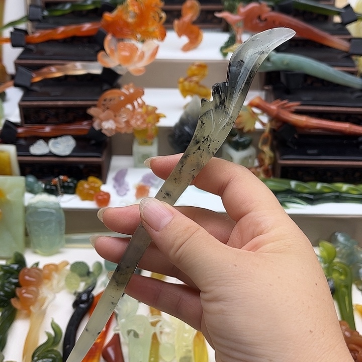 未镶嵌蛇纹石玉岫玉发簪