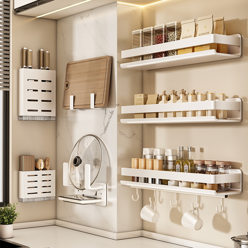 优勤厨房置物架不锈钢调味料品罐收纳架墙上多功能壁挂式调料架子
