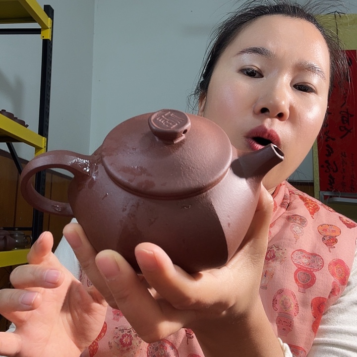 紫砂茶壶紫泥富字富甲六方309cc