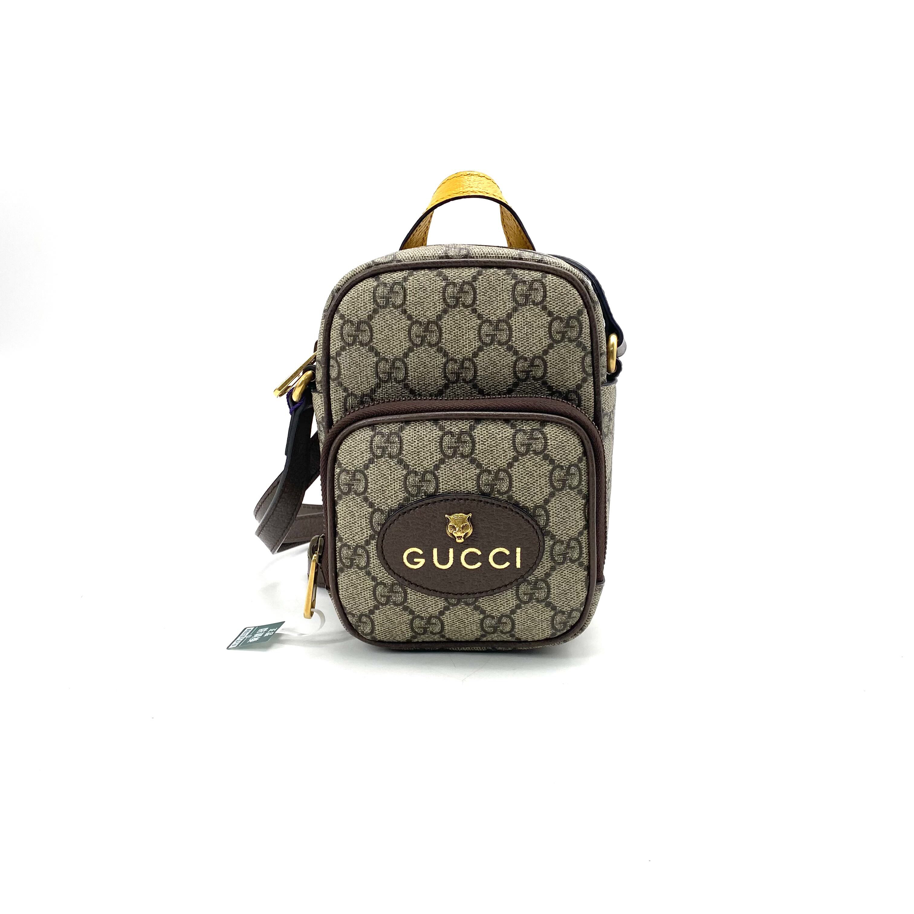 99新 GUCCI/古驰 老花虎头小号斜挎包尺寸12/18休闲时尚经典单肩