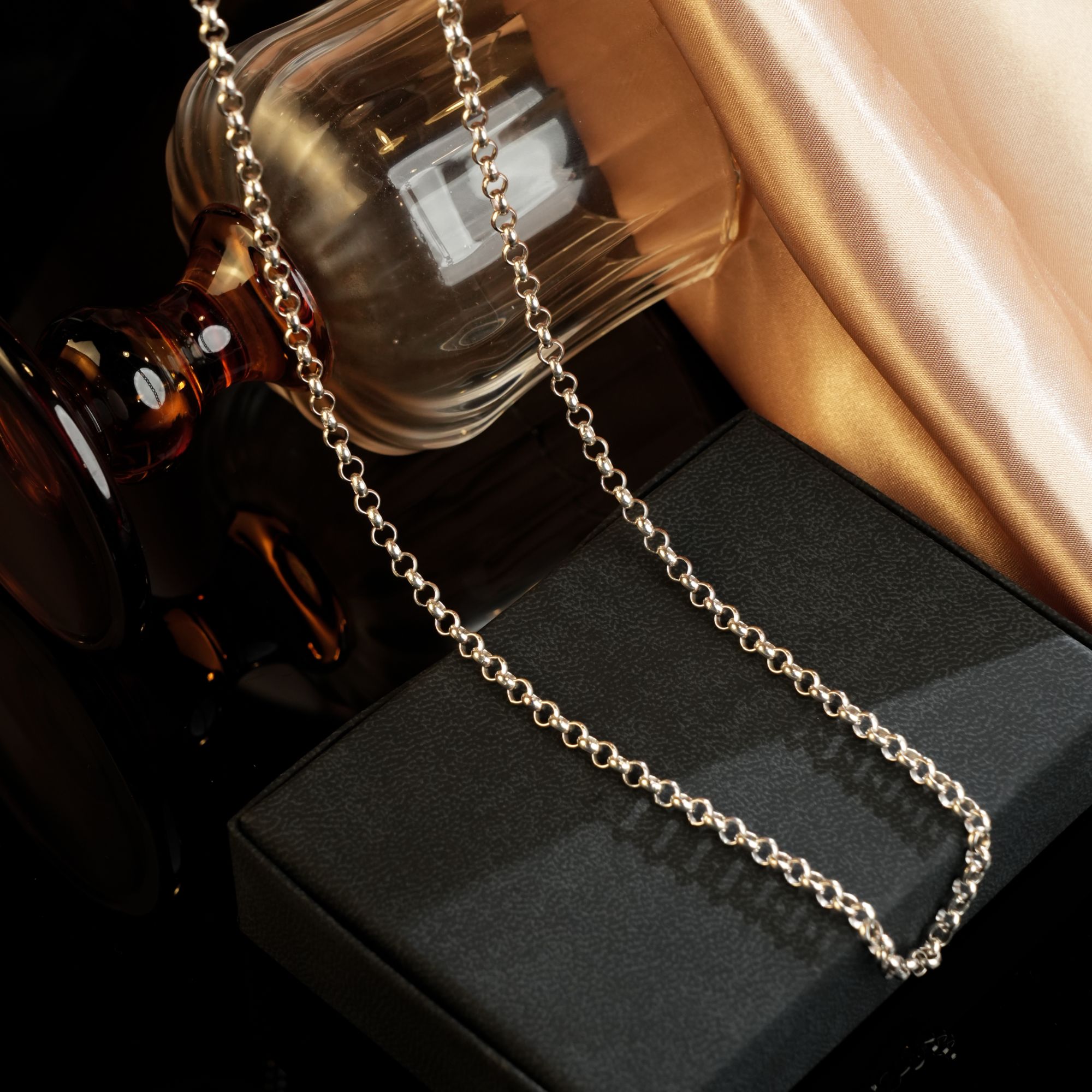 链子925银 制道珠宝经典项链圆环十字坦克项链男女65cm PN0009