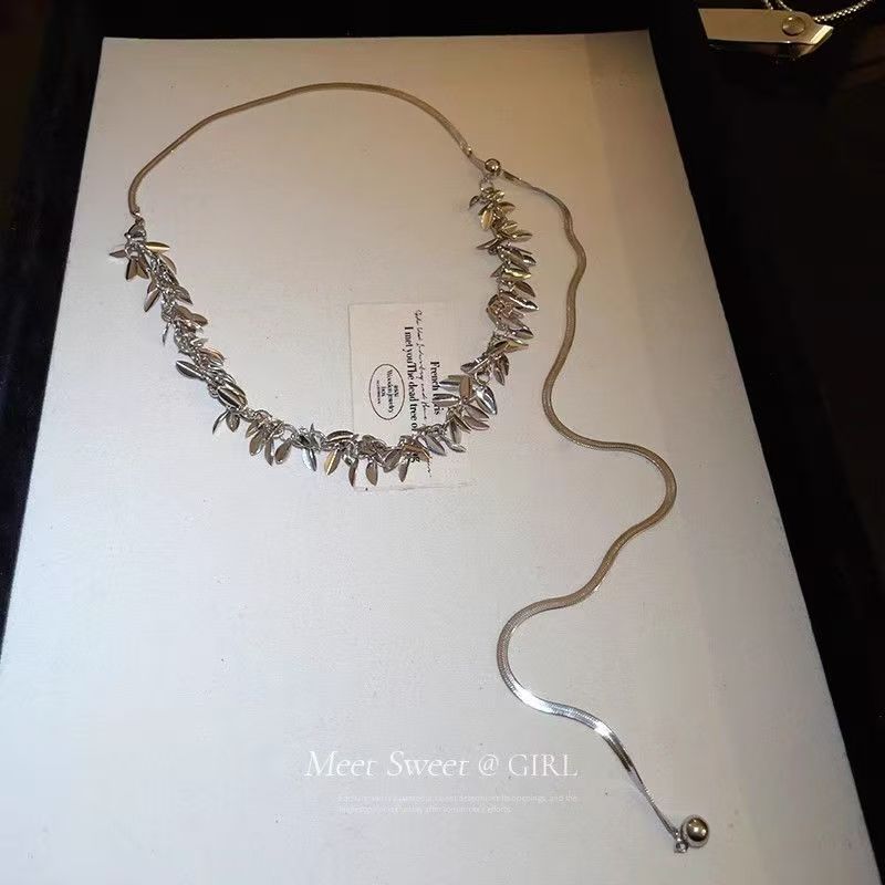 合金项链 抽拉可调节麦穗项链女款小众设计感链高级感冷淡风颈链