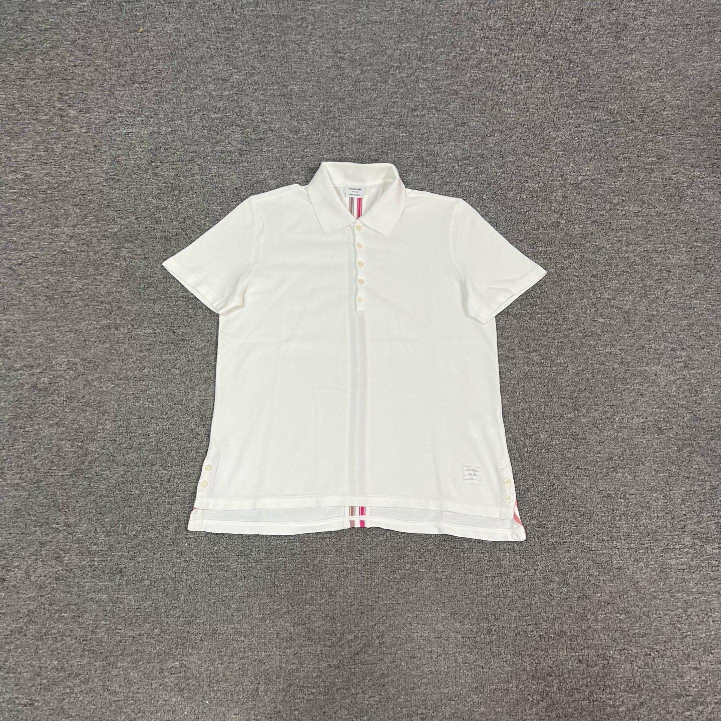 99新 THOMBROWNE Thom Browne 经典珠地网眼条纹休闲POLO衫 1码