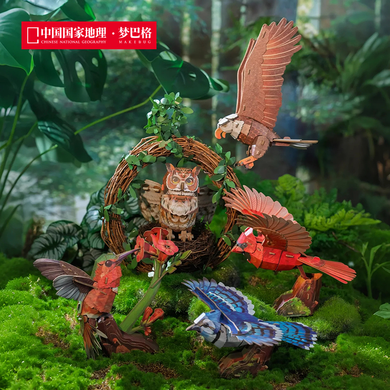 中国国家地理 梦巴格 飞鸟集 会发声纸模榫卯结构立体拼插玩具