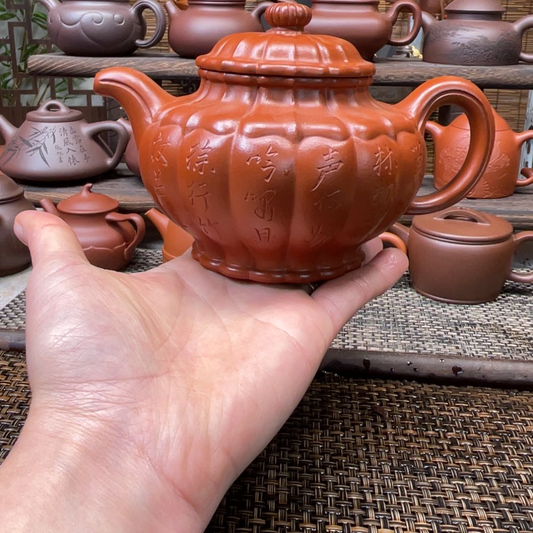 紫砂茶壶宜兴原矿紫砂手工制350