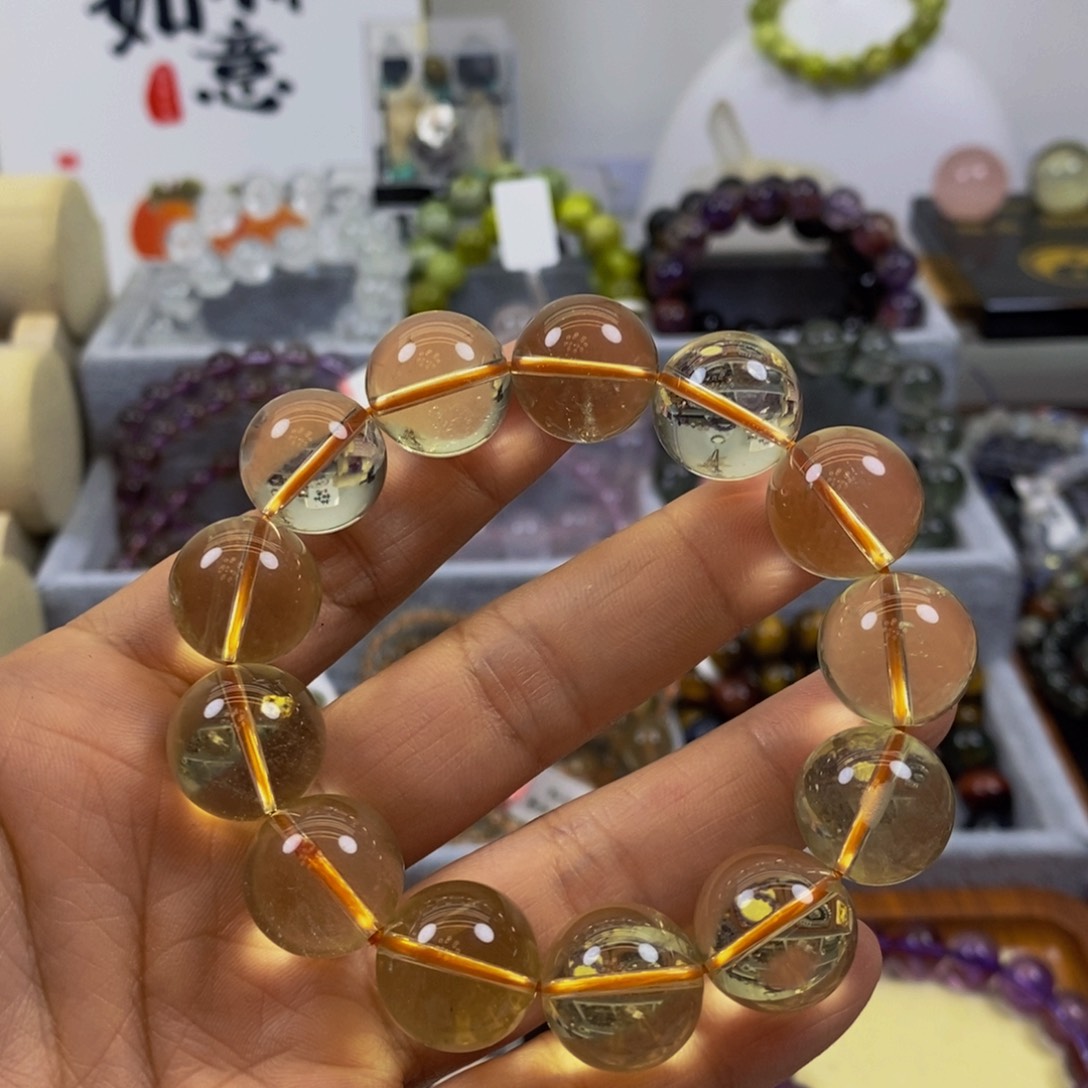 黄晶手链未镶嵌默认微瑕15m