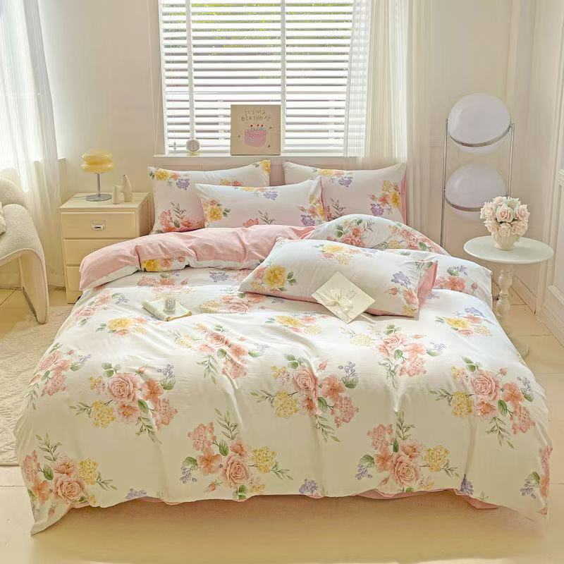 小清新小碎花床品太阳花床单被套床上四件套200*230