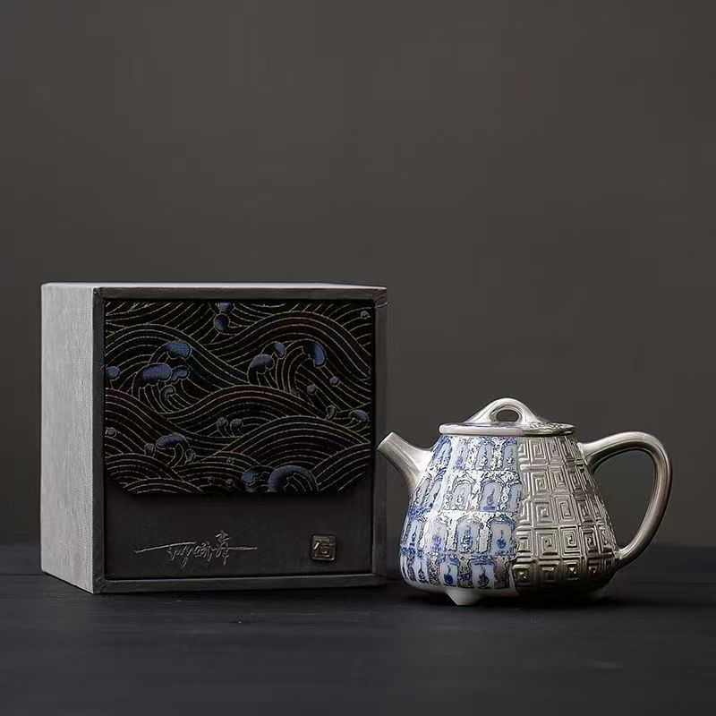 鎏银万佛瓷壶高档茶具分茶器茶壶约230cc茶周边系列SG