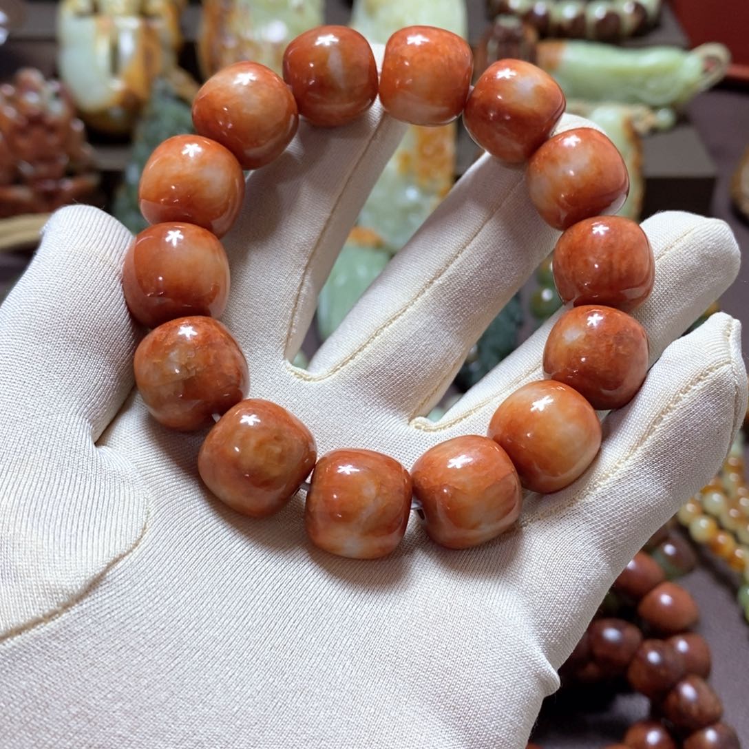 透闪石质玉未镶嵌手链火燎皮16