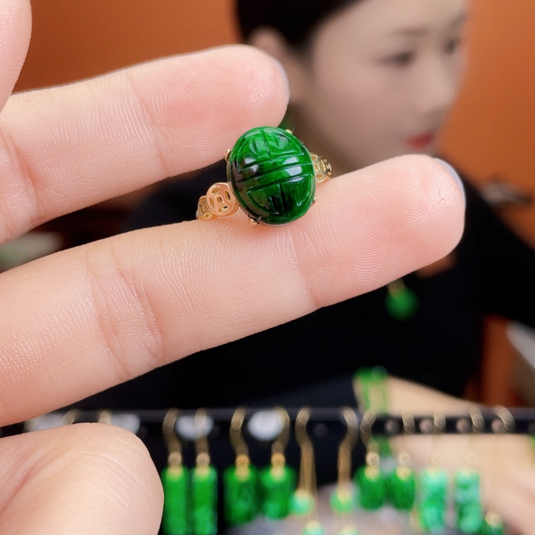 翡翠银S925镶嵌耳饰