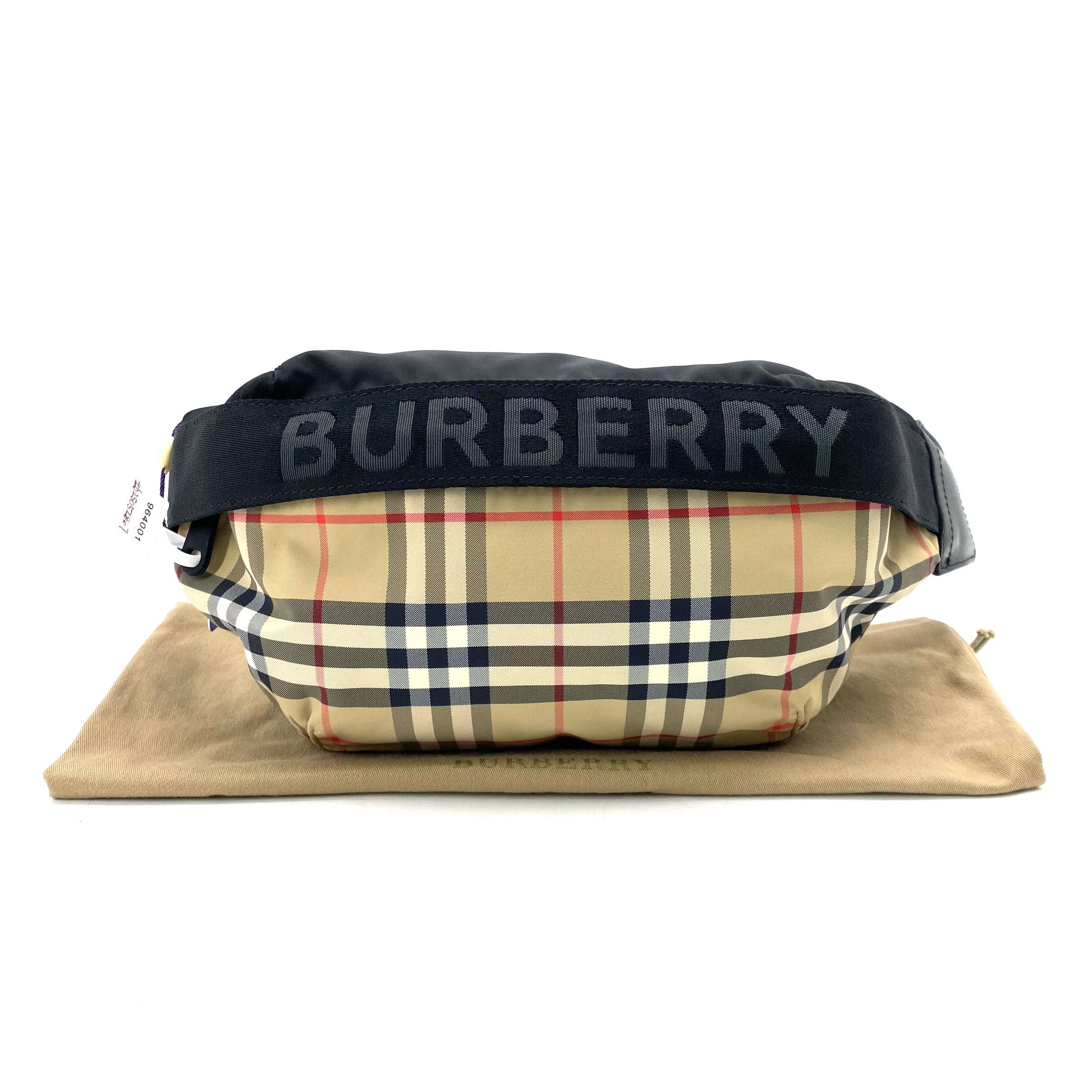 未使用 BURBERRY/博柏利 巴宝莉 经典格纹帆布胸腰包 尺寸43/15 