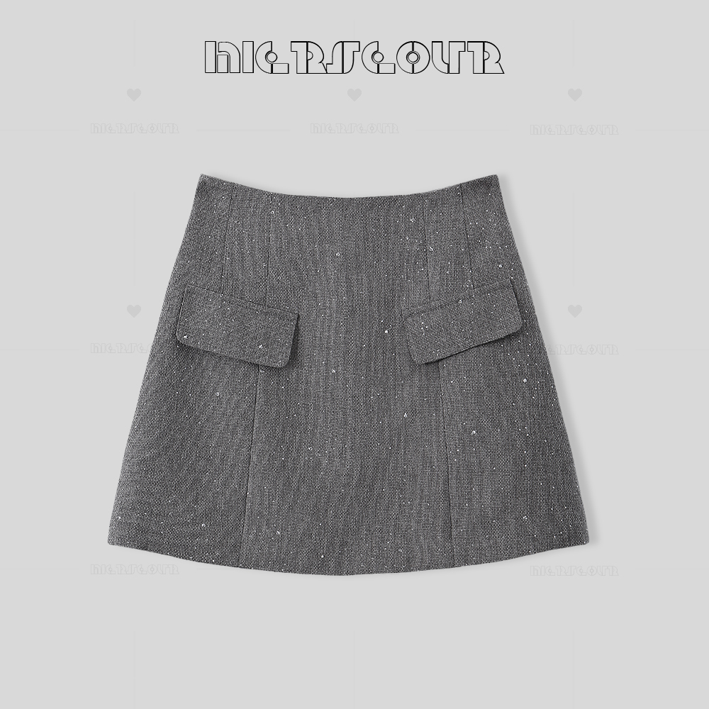 春季新款简约烫钻设计感显瘦短裙56818