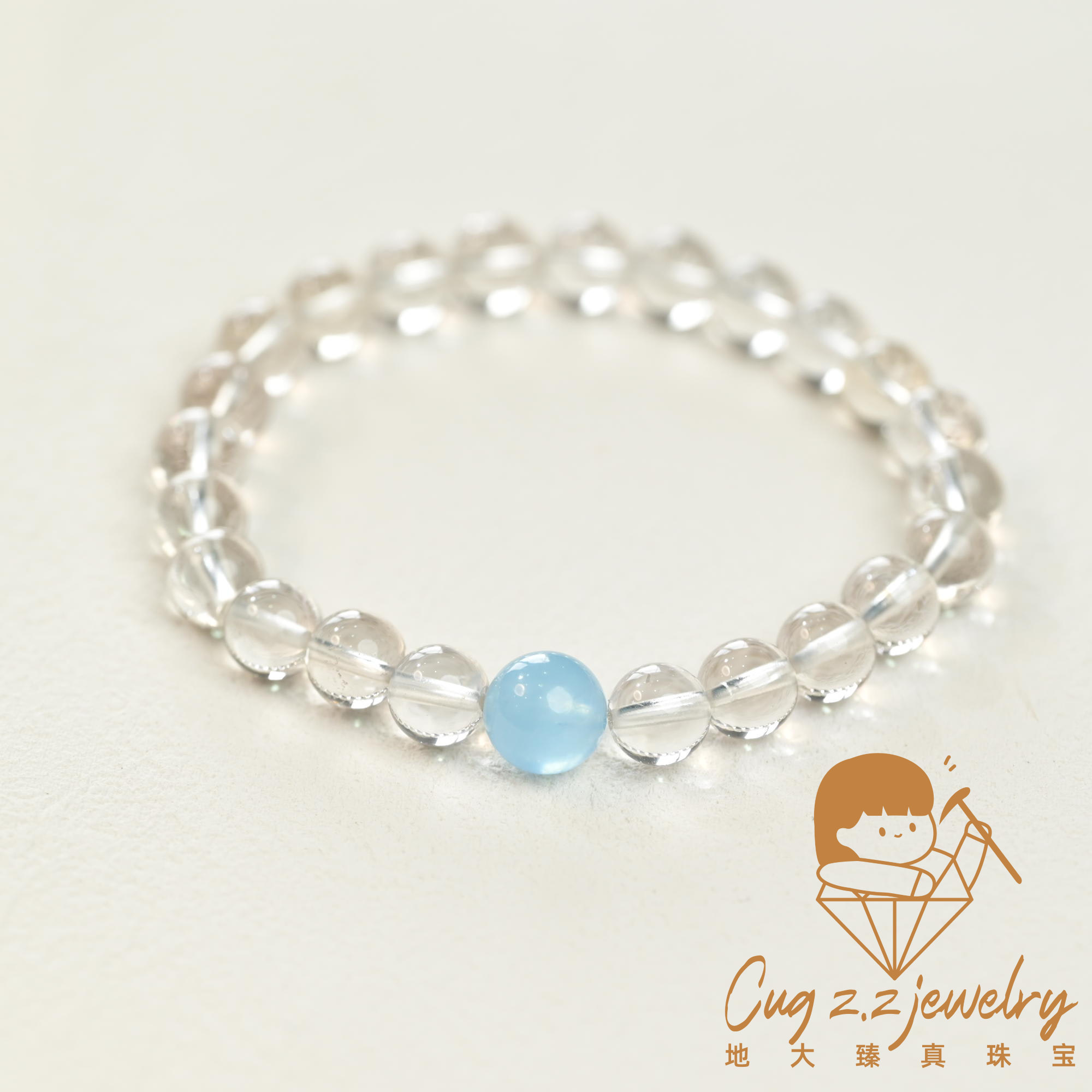 露思同款天然白水晶diy手串8mm