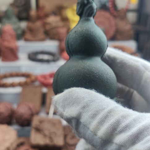 泥塑?****?蓝药师香方葫芦瑕疵款