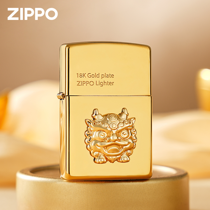 ZIPPO/之宝吞金貔貅18K镀金镜面贴章官方正品打火机设计送人-DYJ1
