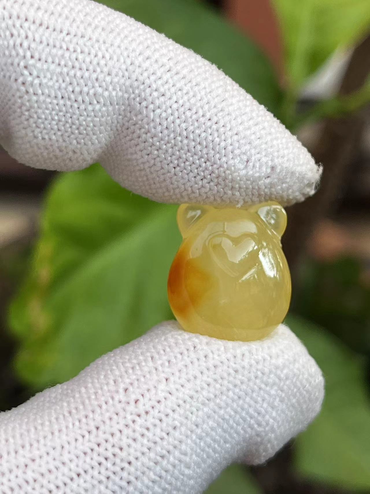 3056天然蜜蜡琥珀熊头14.9x17.9x10.8mm