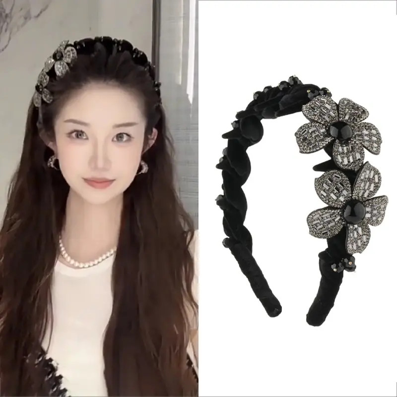 【花坞里】高级丝绒立体花卉轻奢发箍女高级感精致时尚头箍发卡发饰商品图