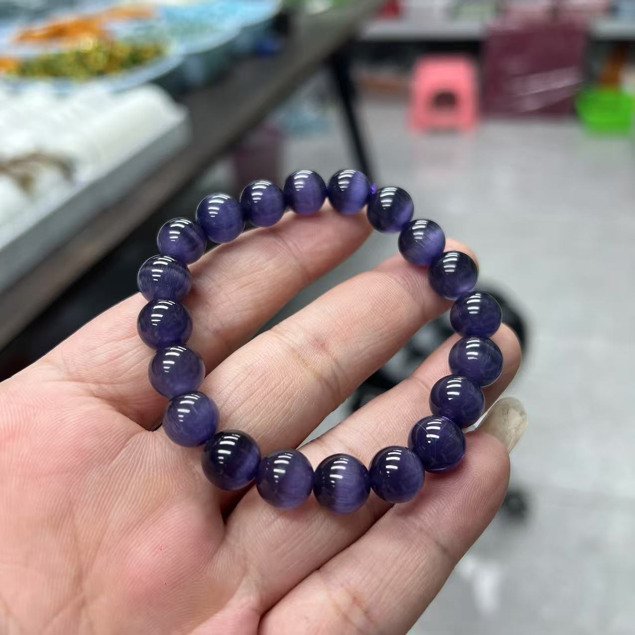 a939烟紫猫眼10mm手串项链时尚百搭