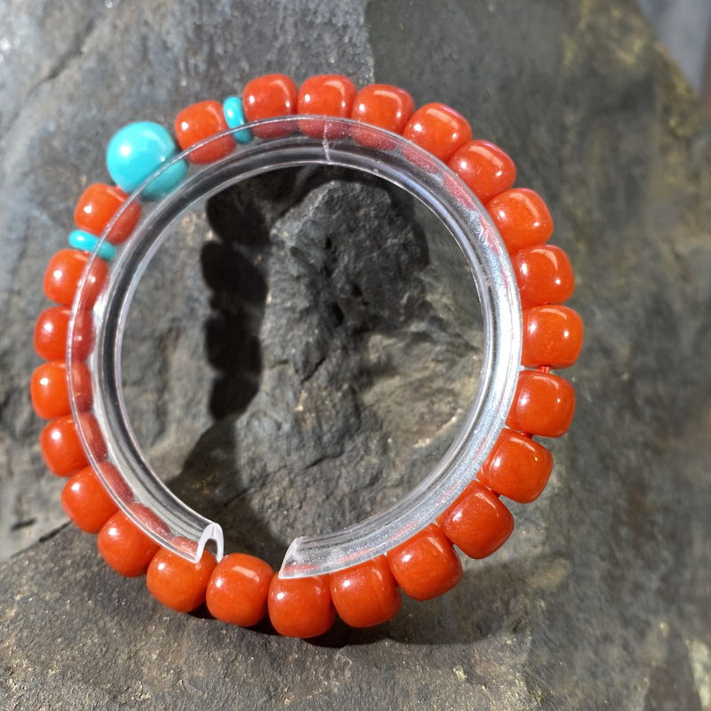 SC0108天然宝山料【8毫米】老型单圈DIY手串柿子红手链