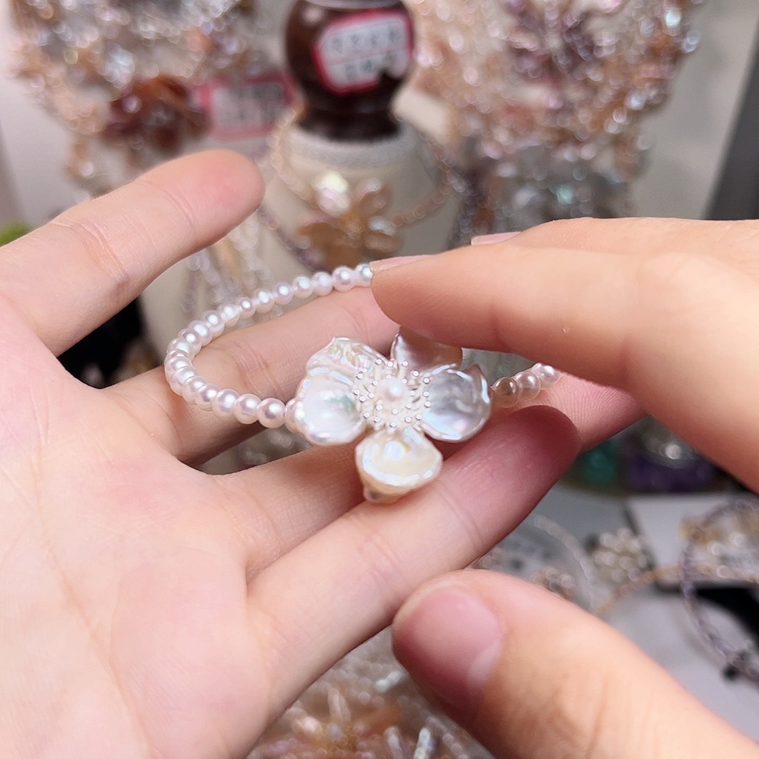 淡水珍珠银S925镶嵌颈饰