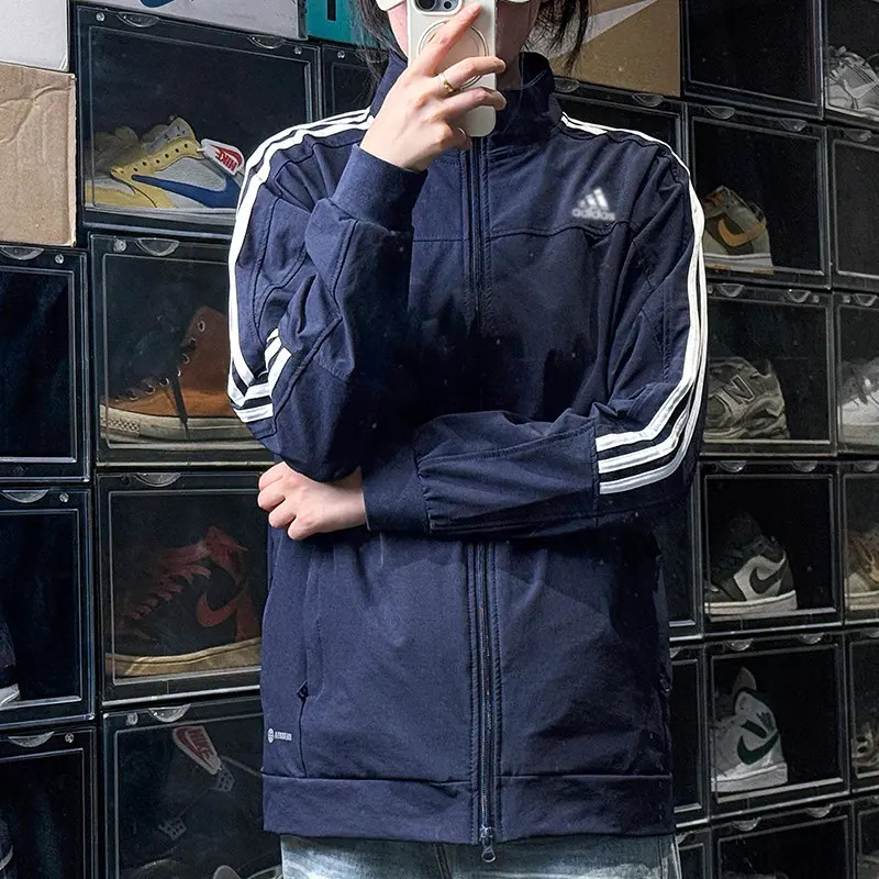 【播间同款】糖同款小牛津经典条纹长袖外套复古运动立领夹克亚