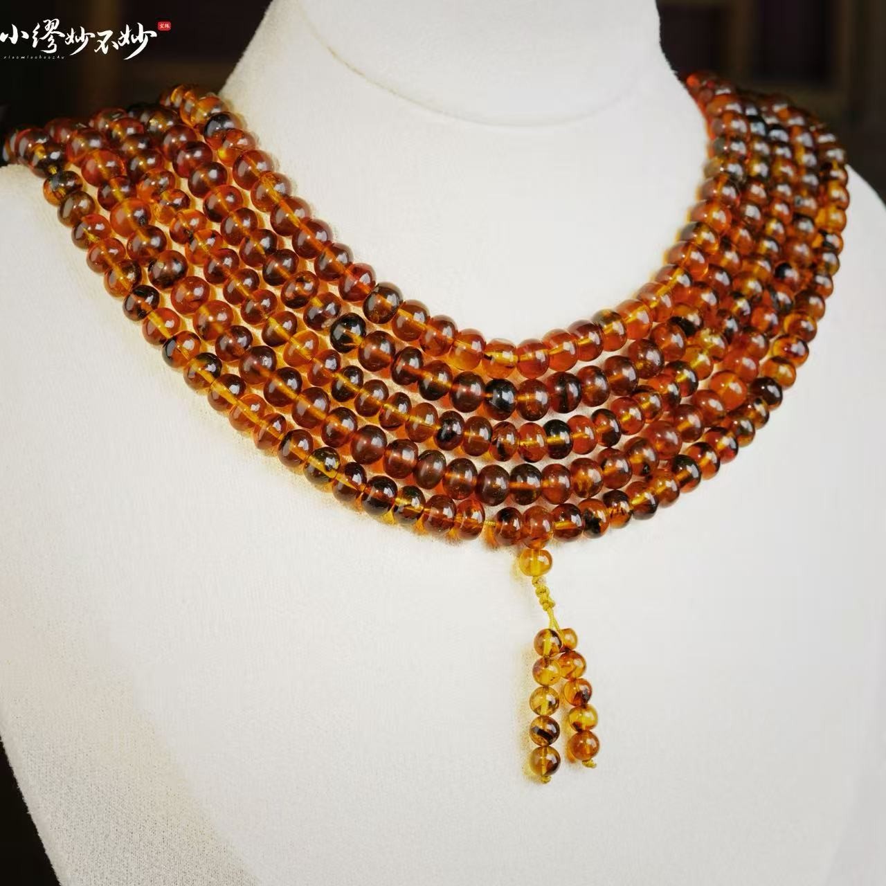 【缪老师严选】FS3600  抚顺豆油红琥珀佛珠手链 多样性发其一