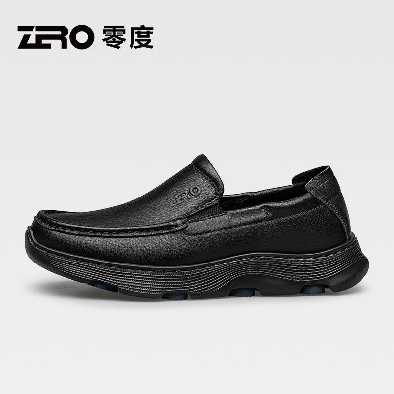 零度ZRO皮鞋男士一脚蹬2025夏季透气休闲防滑底真皮商务正装皮鞋
