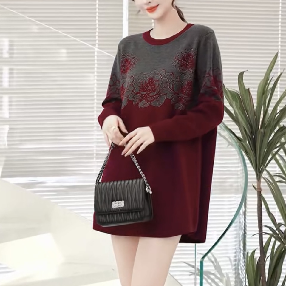 【549】秋冬新款时尚妈妈装洋气减龄连衣裙打底外穿毛衣女连衣裙
