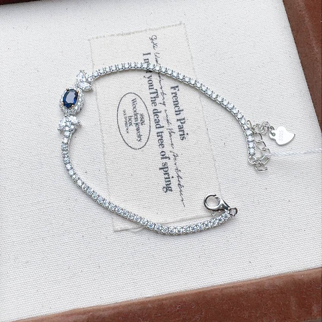 蓝宝石手链银S925镶嵌