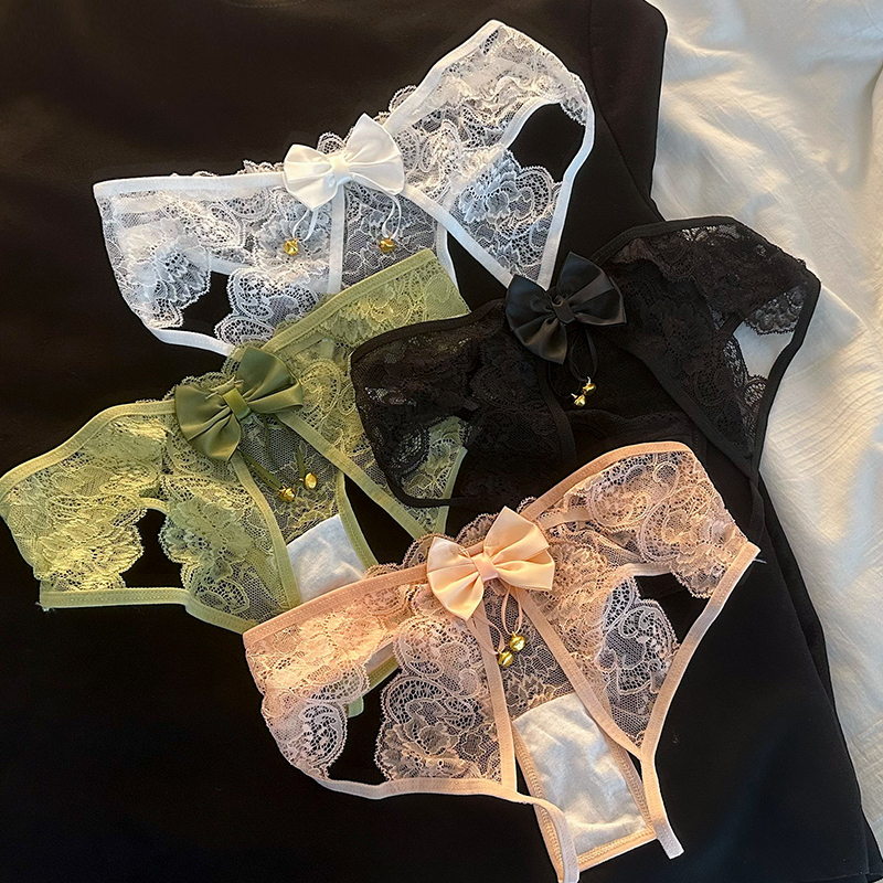 铃铛诱惑~法式性感蕾丝内裤女士纯欲蝴蝶结火辣镂空低腰三角短裤