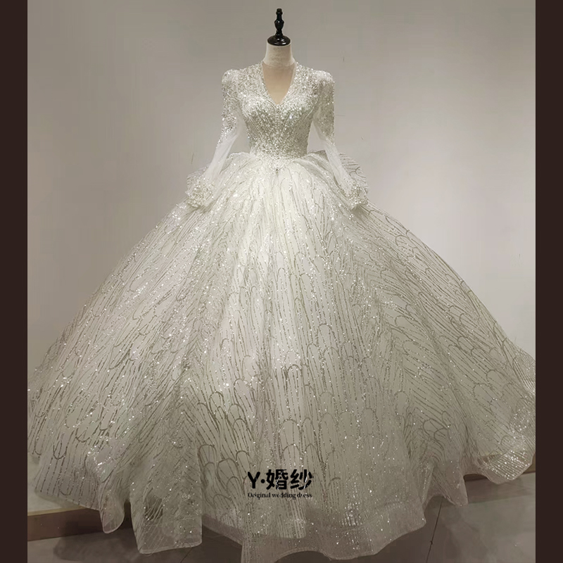 定制款  重工婚礼婚纱立体裁剪A型其他other清珍珠江南风
