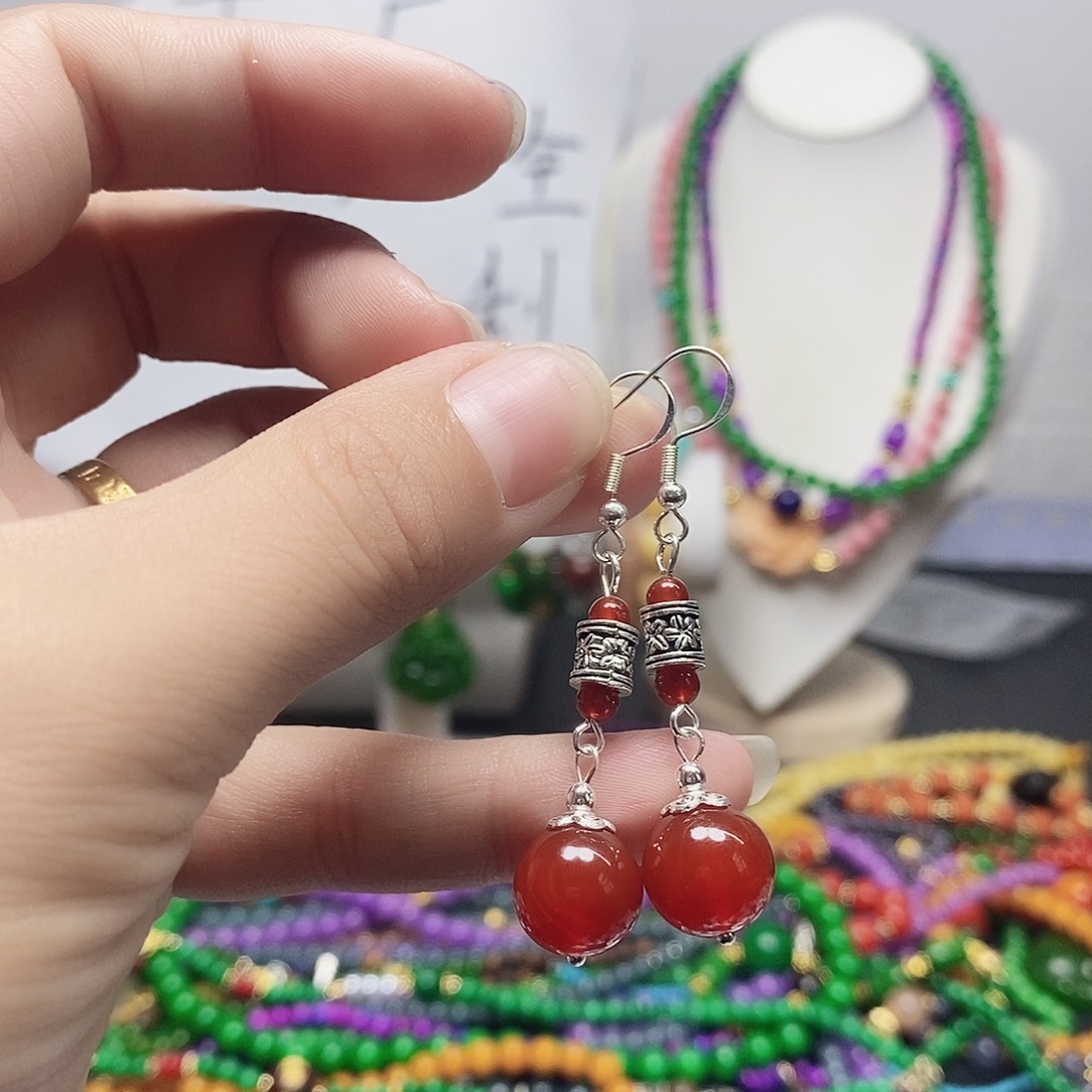 未镶嵌耳钉玛瑙/玉髓106