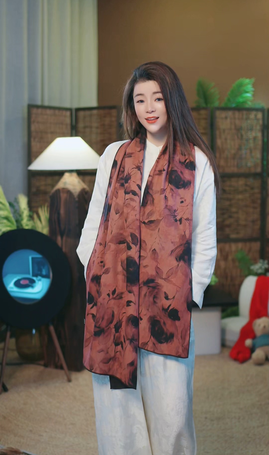 杯子家《玫瑰披肩围巾》桑蚕丝香云纱国风秋冬围脖搭配神器