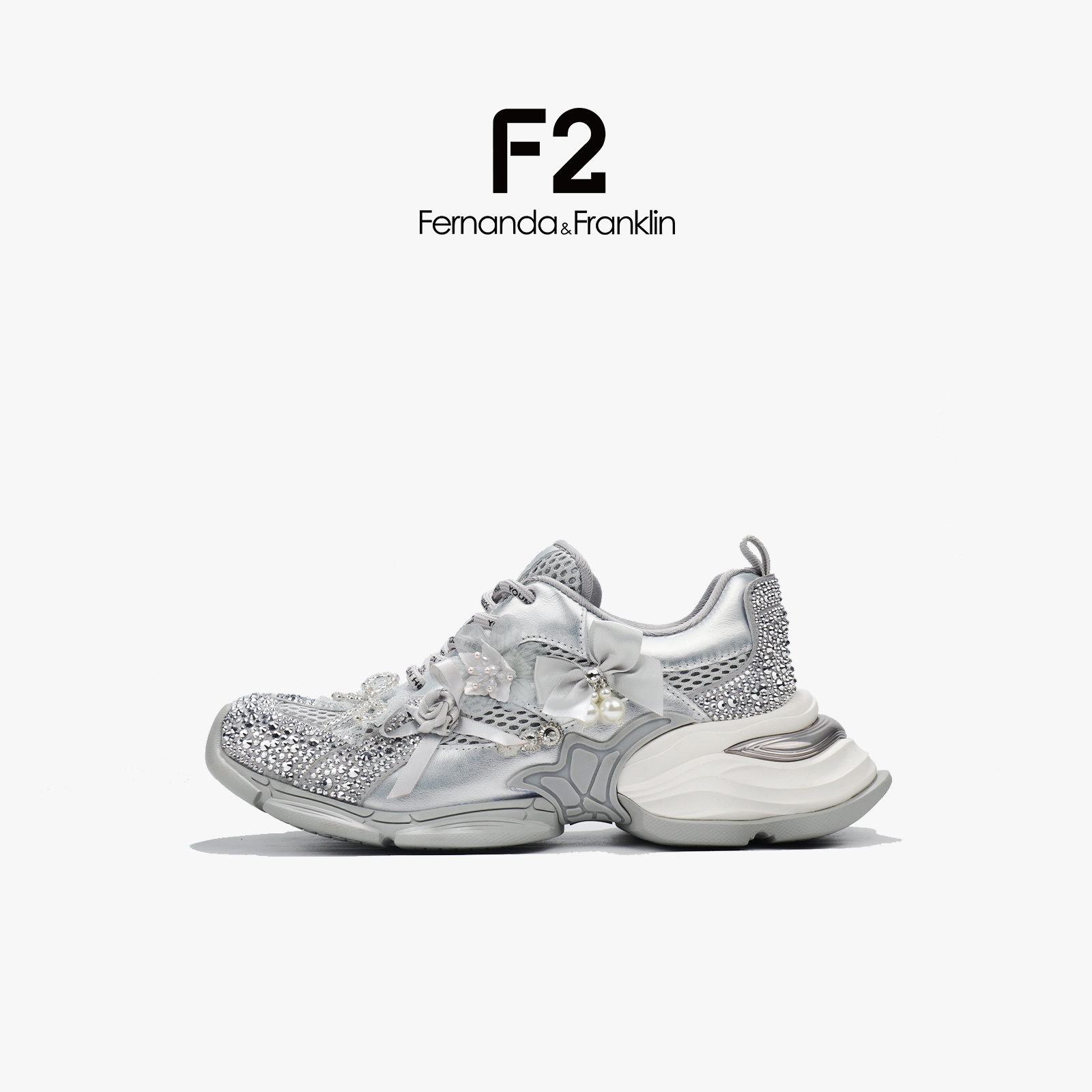 F2【紫荆花】2025春款轻老爹鞋带钻舒适透气小众甜酷百搭厚底增高