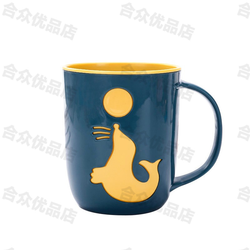 可爱漱口杯双层加厚牙缸杯杯子牙刷杯学生创意刷牙洗漱杯装海豚